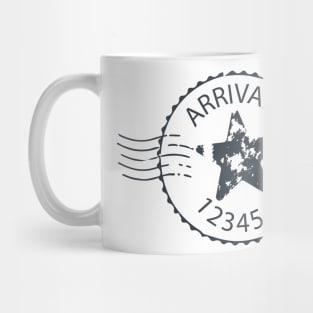 Stamp Arrival in Blue Mug